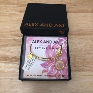 Alex and Ani Art Infusion Lotus Peace Petals Gold Charm Bracelet Bangle